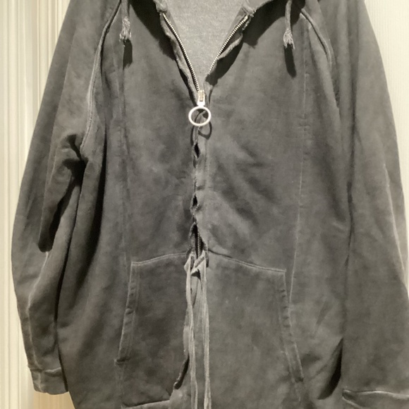 OFF WHITE oversized zip up hoodie. Small. Distressed gray - Picture 2 of 9